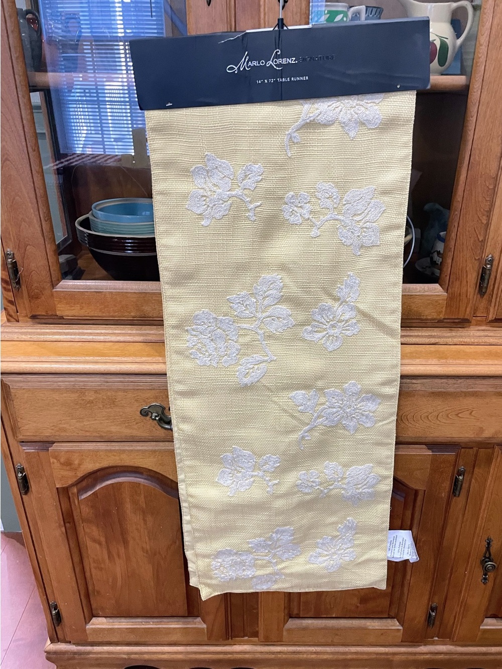 Yellow Floral Embroidered Table Runner